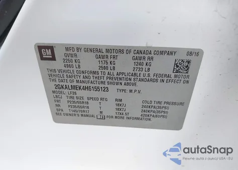2017 GMC Terrain Sle-1 from USA, damaged, VIN 2GKALMEK4H6155123